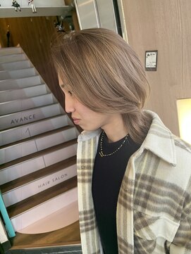 アヴァンス 難波店(AVANCE.) 【松元担当】メンズミディアムウルフ×ミルクティベージュ