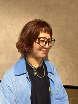 ヘアーサロン 二階堂(hair salon 二階堂)&nbsp;オレンジブラウン×ラフウェーブの大人かわいいボブ