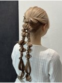 ツイン編み下ろしアレンジ/ロングアレンジ/表参道ヘアセット