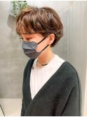 マッシュショート、ニュアンスパーマ、耳かけショート、クセ風