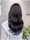 #エクステ#プルエクステ#インナーカラー#ブルー