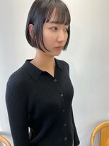 ヘアー アイス 御器所本店(HAIR ICI) 20代30代ミニボブダークアッシュ小顔美肌ストレート丸み