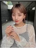 ミニボブ外ハネボブイメチェン美髪ダブルカラーベージュカラー