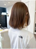 福山人気インナーカラーマロンベージュ内巻きミディアム20代30代