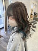 インナーカラー×ターコイズグリーン
