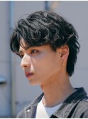 メンズセンターパート七三分けパートニュアンスパーマ刈り上げ