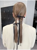 結婚式参列ヘアセット夏カラーお呼ばれタイトスタイル/今枝