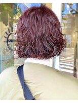 コンビネーション(combination)&nbsp;ボブパーマ　レッドピンクブラウン　ミニボブ　暖色系カラー