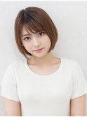 透明感夏レイヤーカットショートボブ軽やかオレンジベージュ