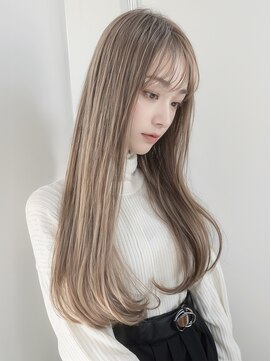 アジールヘア 東上野店(agir hair) 大人垢抜けミルクティーベージュストレートロング【上野】