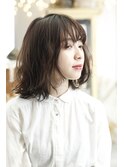 【kimi自由が丘】グレージュ斜めバングモードレトロウェーブ