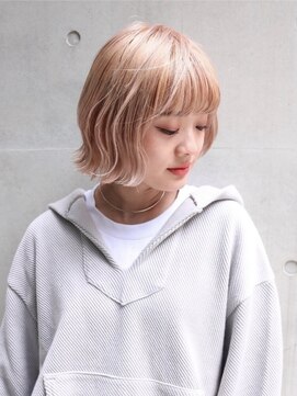 ファイブバイジエクト 堀江(FIVE by The Ect) 似合わせカット×ペールピンクベージュ×ぱつっとボブ☆