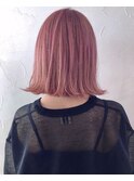 切りっぱなしボブ☆ピンクベージュ
