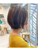 ボブ ショート ベージュ 前髪