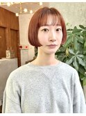 オレンジカラー/ミニボブ/グランマッシュ/前髪/ブリーチなし柏駅