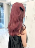 ヘアアレンジ カシスピンク インナーカラー 艶感 韓国ヘア