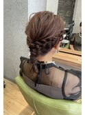 20代30代40代♪大人可愛いブラウンカラーゆるふわローポニー
