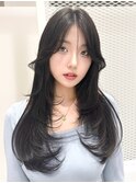 顔まわりレイヤーカットブラック20代30代