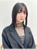 シースルーミディアムレイヤー暗髪ラベンダー