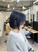 ぷっつりボブ/ネイビーカラー/ハイトーンボブ