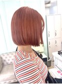 ハイトーン/ピンク系カラー/オレンジ/ショートボブ/切りっぱなし
