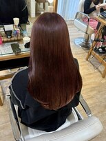 テトラ バイ ネオリーブ 横浜西口店(tetra by neolive)&nbsp;チェリーレッド ブリーチ無しWカラー 暖色カラー ロング 横浜★