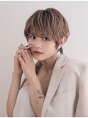 ♪グレージュブラウン/ミディアムレイヤー/韓国巻/顔周りカット