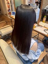 ヘアーショップ エヌアンドエー 越谷店(hair shop N&A) 暖色ブラウンの切りっぱなしミニボブ