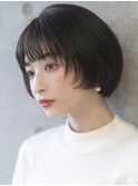 【emu井上信洋】レトロモードな黒髪丸みマッシュショートボブ