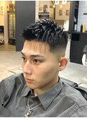 ミドルフェード束感アップバングショートF
