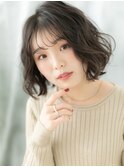 暗髪バレイヤージュくせ毛風ウェットボブa古河20代30代40代 