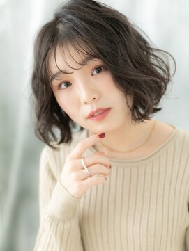 ドクターズ サロン ラブ(Dr's Salon LAB) 暗髪バレイヤージュくせ毛風ウェットボブa古河20代30代40代