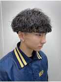メンズツーブロック刈り上げマッシュ×波巻きツイストスパイラル