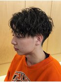 センターパート波巻きツイストスパイラルパーマショート群馬高崎