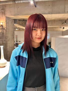 リール(rire) デザインカラーレイヤーカットウェットヘア夏オリーブベージュ