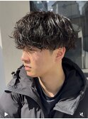 緩めシャドウパーマメンズ刈り上げマッシュ大阪シャドウパーマ