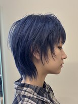 テン バイ アンブルリュクス 池袋(teN +by ambleluxe)&nbsp;ブルー/ブリーチ/ウルフ/ハッシュカット