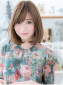 大人かわいい斜めバングくすみベージュロブc7上尾20代30代40代