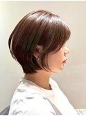 【似合わせボブ】ペールオレンジ/チョコレートブラウン
