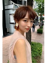 トイロ 横浜(Toiro)&nbsp;大人かわいい小顔ショート前髪パーマ韓国ショートピンクベージュ