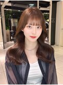 顔周りカット/触覚/ミルクティーベージュ/韓国巻き
