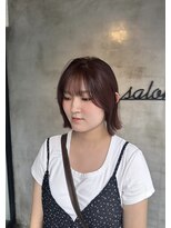 エムドットヘアーサロン(M. hair salon)&nbsp;切りっぱなしボブ×濃いめのピンクベージュ