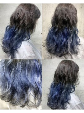 ガルボ ヘアー(garbo hair) garbohair営業中style♪ケアブリーチ１回＆黒→青→グレー♪