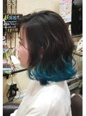 ★ブルーターコイズ裾カラー ボブ★【SOMEBRIDGE亀有】