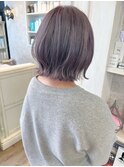 福山人気caaryダブルカラー透明感ラベンダーグレージュ外ハネ