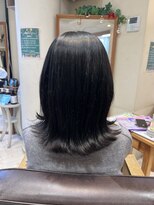 美容室 パルス 静岡鷹匠店(PALS) 韓国風 くびれミディアム ブルーブラック 外ハネミディ 髪質改善