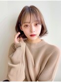 くすみベージュ★ナチュラルワンカールボブ