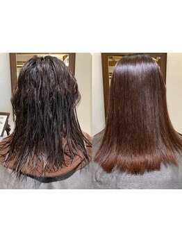 ただ癖を伸ばすだけではなく「柔らかくナチュラルに仕上がる」のが魅力◎[高知市/縮毛矯正/ストレート]