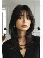 ノイエ 原宿 北参道(NoIE) ミディアムハイレイヤーマレットヘアバタフライカットシャギー