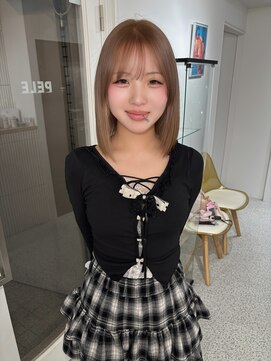 ペレ 原宿(PELE) ダークパープルナチュラルショート夏のヘアアレンジ原宿